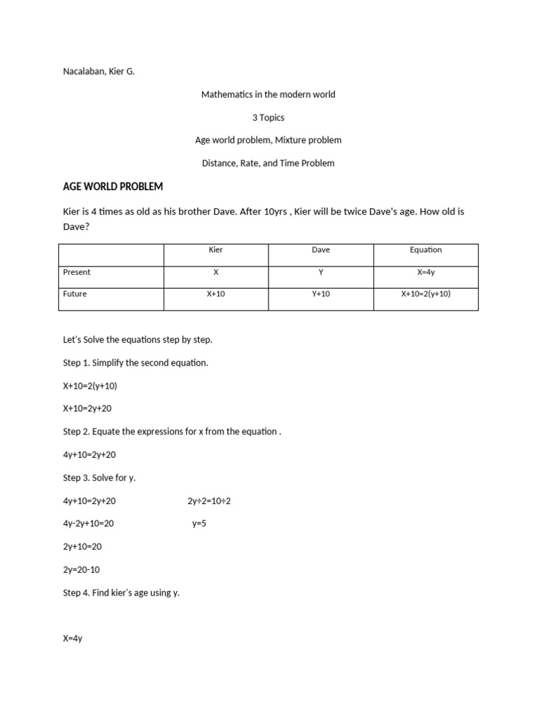 Nacalaban, Kier - Mathematics in The Modern World | PDF | Equations ...