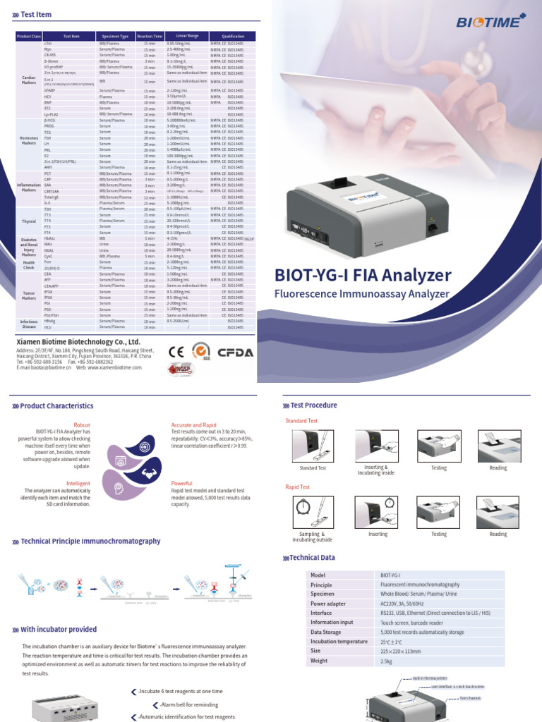 Xiamen Biotime FIA Analyzer Overview | PDF | Usb