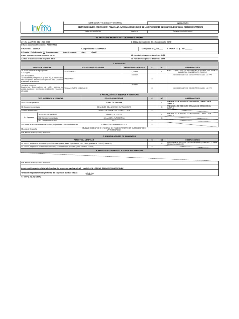 Formato Ivc-Ins-fm036 Previo | PDF | Agua | Análisis de Riesgo y Puntos ...