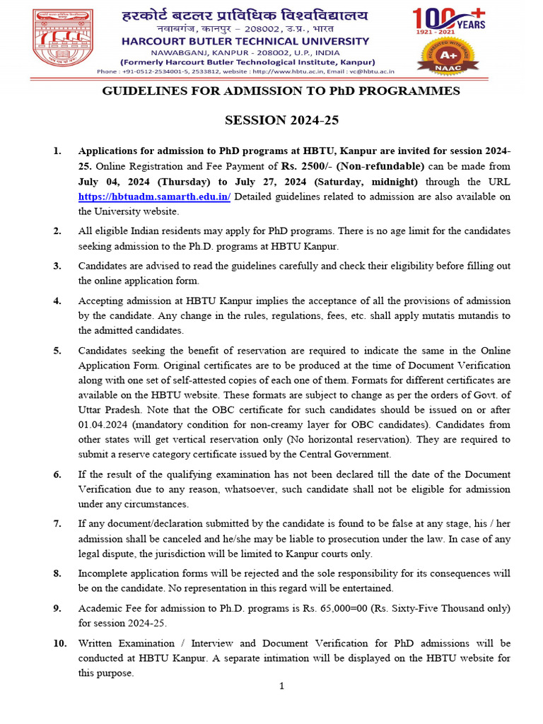 Guidelines For Phd Program 2024 25 Pdf Doctor Of Philosophy