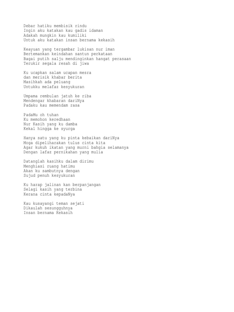 lirik lagu satu peluang