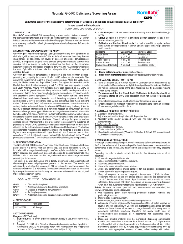 G6PD packinsert final | PDF | Medical Specialties | Clinical Medicine