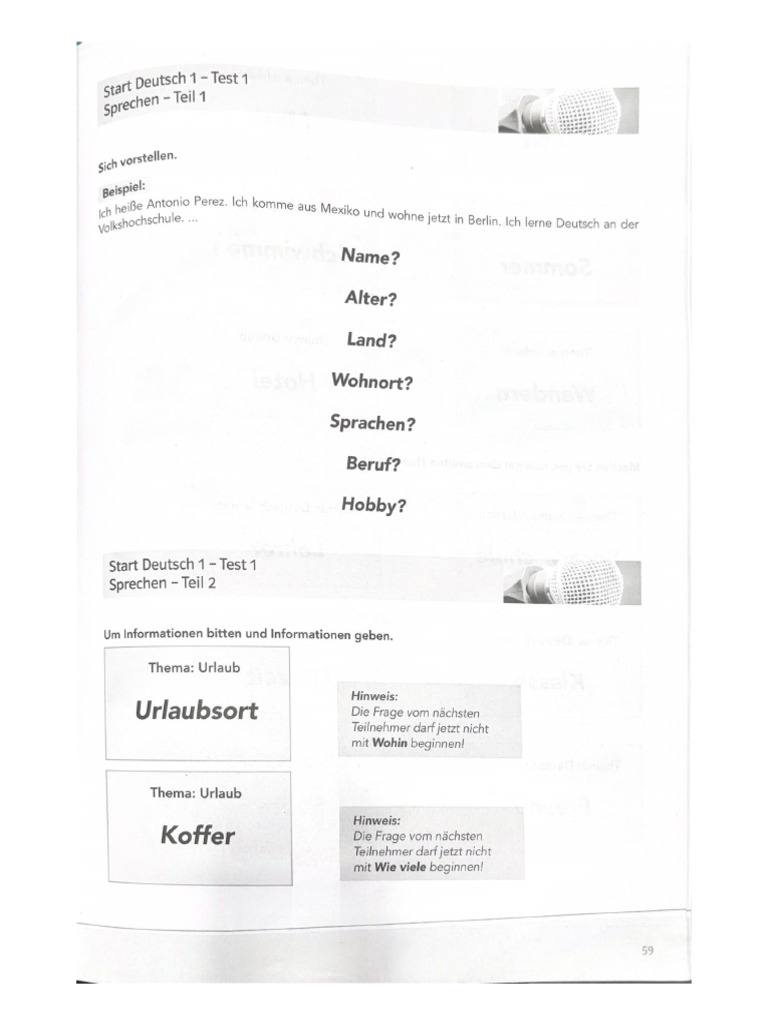 Start Deutsch 1 - Test 1 | PDF