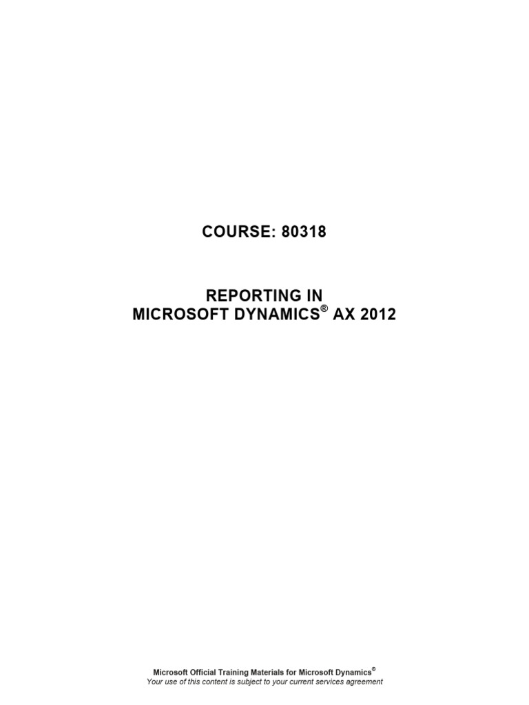Reporting in Dynamics AX 2012 Guide | PDF | Microsoft Sql Server ...