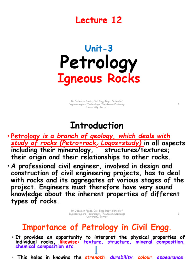 Igneous Rocks in Civil Engineering | PDF | Igneous Rock | Magma