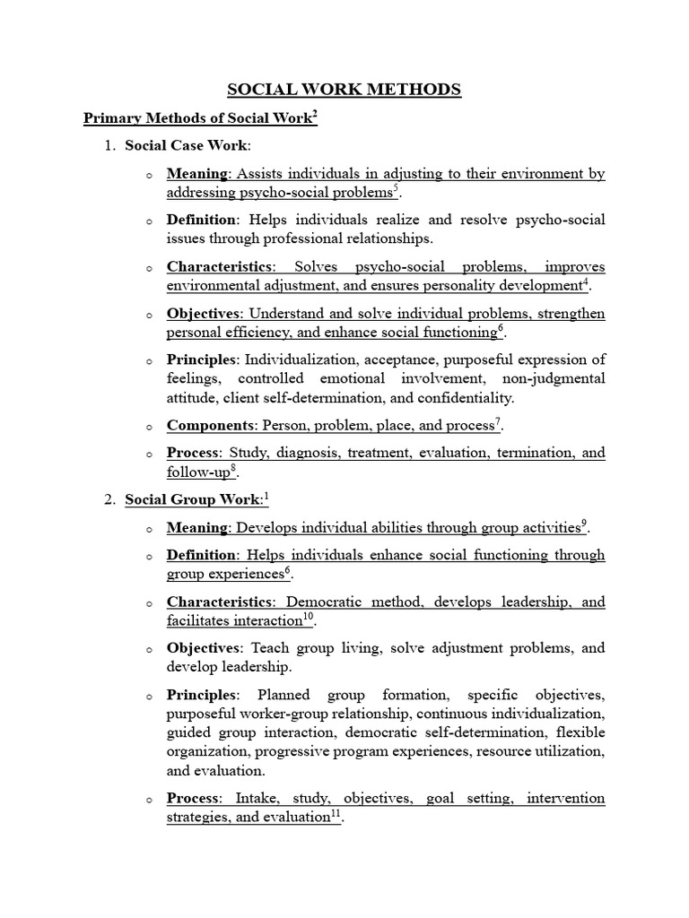 Key Social Work Methods Explained | PDF | Evaluation | Social Work