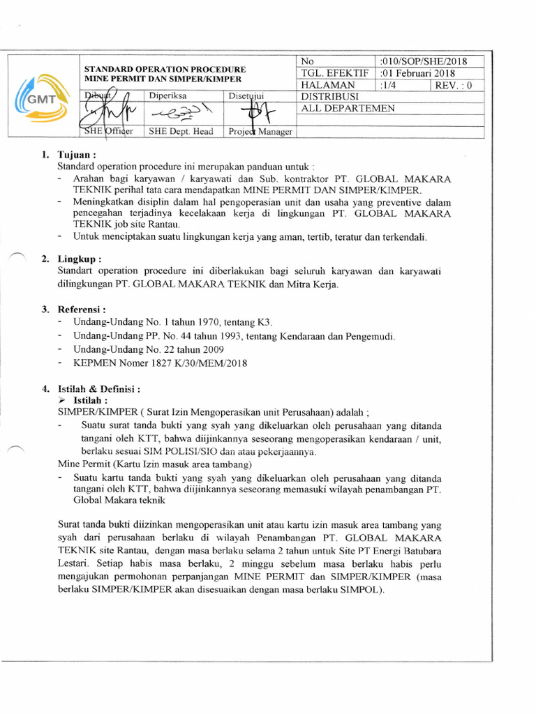 Prosedur Mine Permit dan SIMPER/KIMPER | PDF