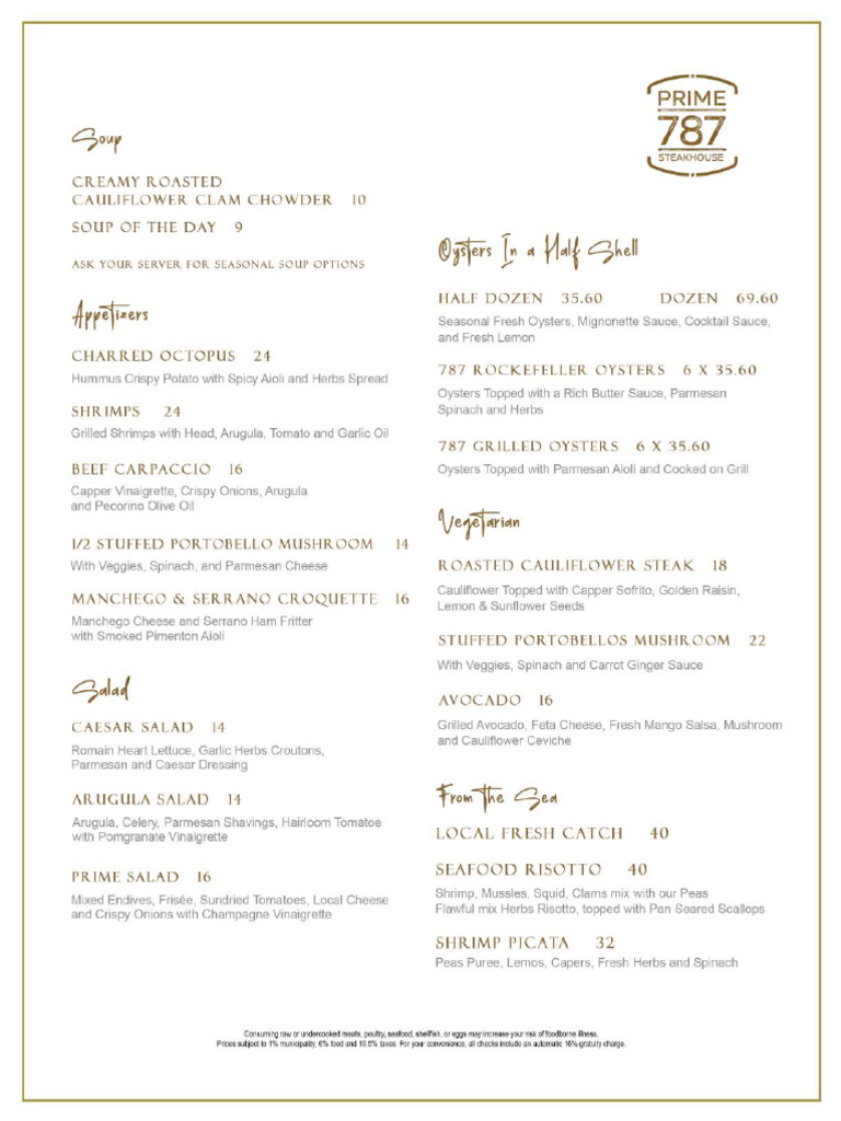 Prime 787 Menu Mar2024 | PDF