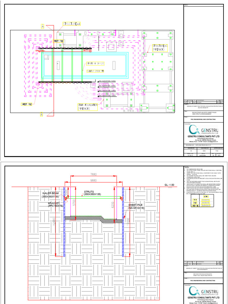 Sheet Pile Excavation Plan | PDF | Deep Foundation | Building Materials