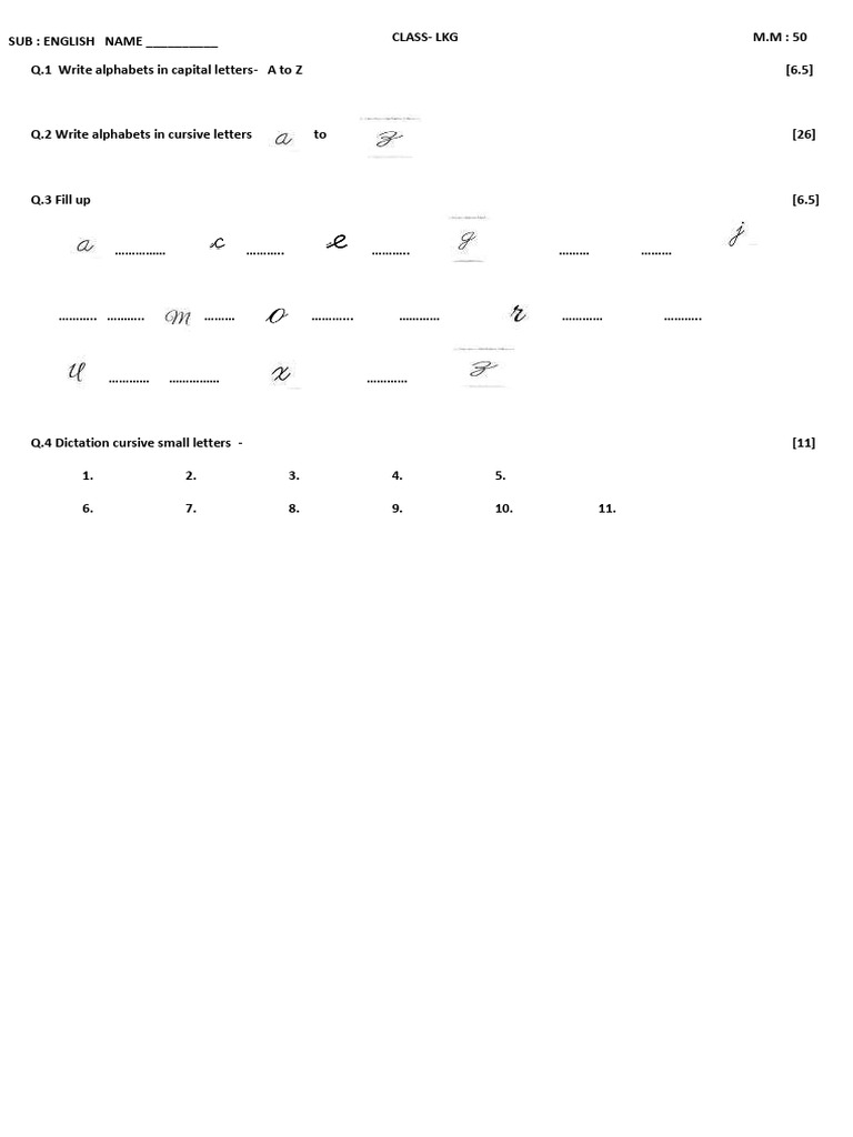 Class Lkg English Maths Hindi Pdf