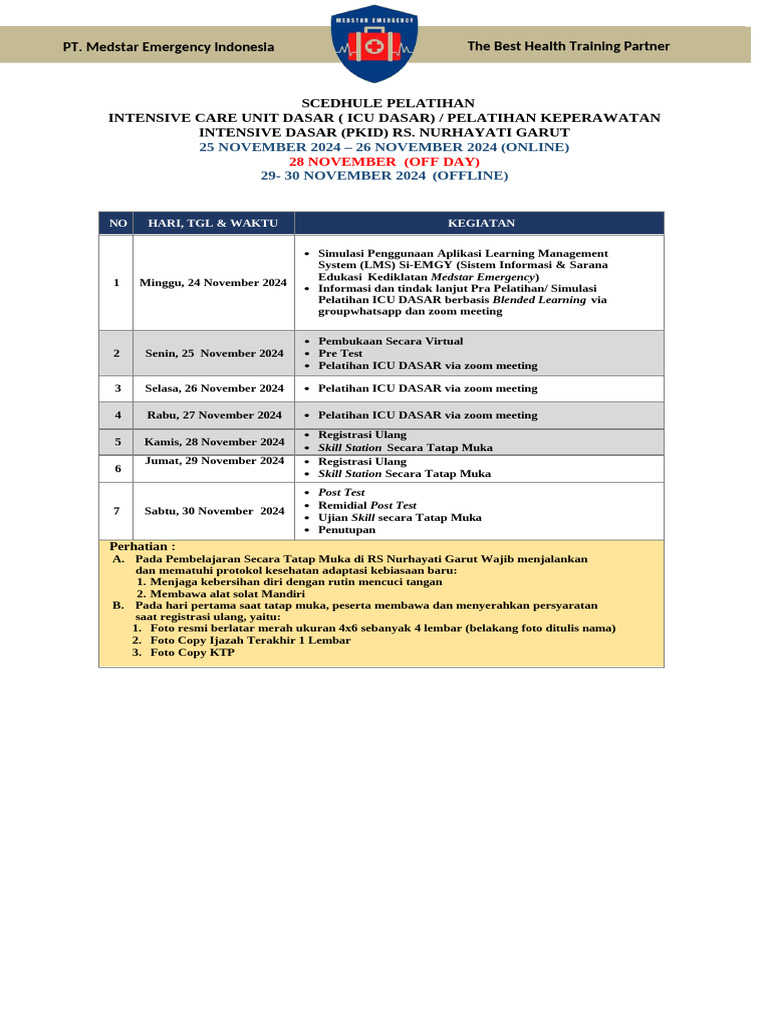 Jadwal Pkid RS Nurhayati (25-30 Nov 2024) - Medstar Emergency | PDF
