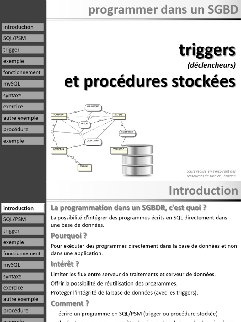 Programmation SQL/PSM et Triggers | PDF | SQL | MySQL