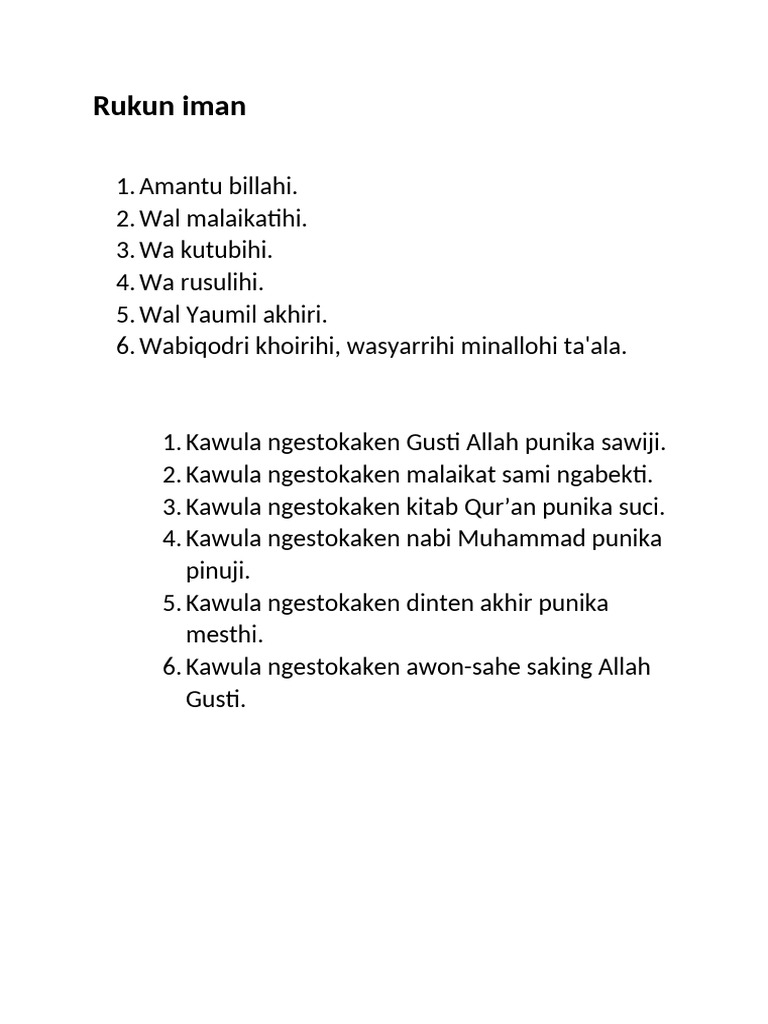 Rukun Iman | PDF