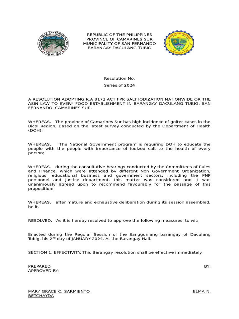 Resolution No | PDF