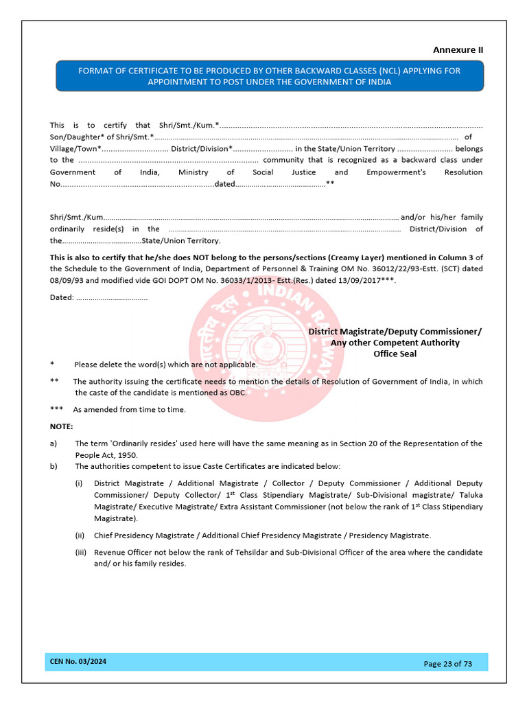Obc NCL 2024 Format | PDF | Politics Of India | Government