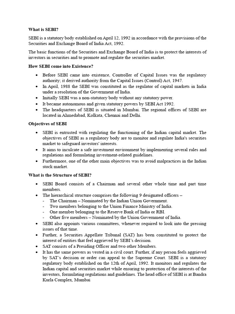 SEBI | PDF | Insider Trading | Securities (Finance)