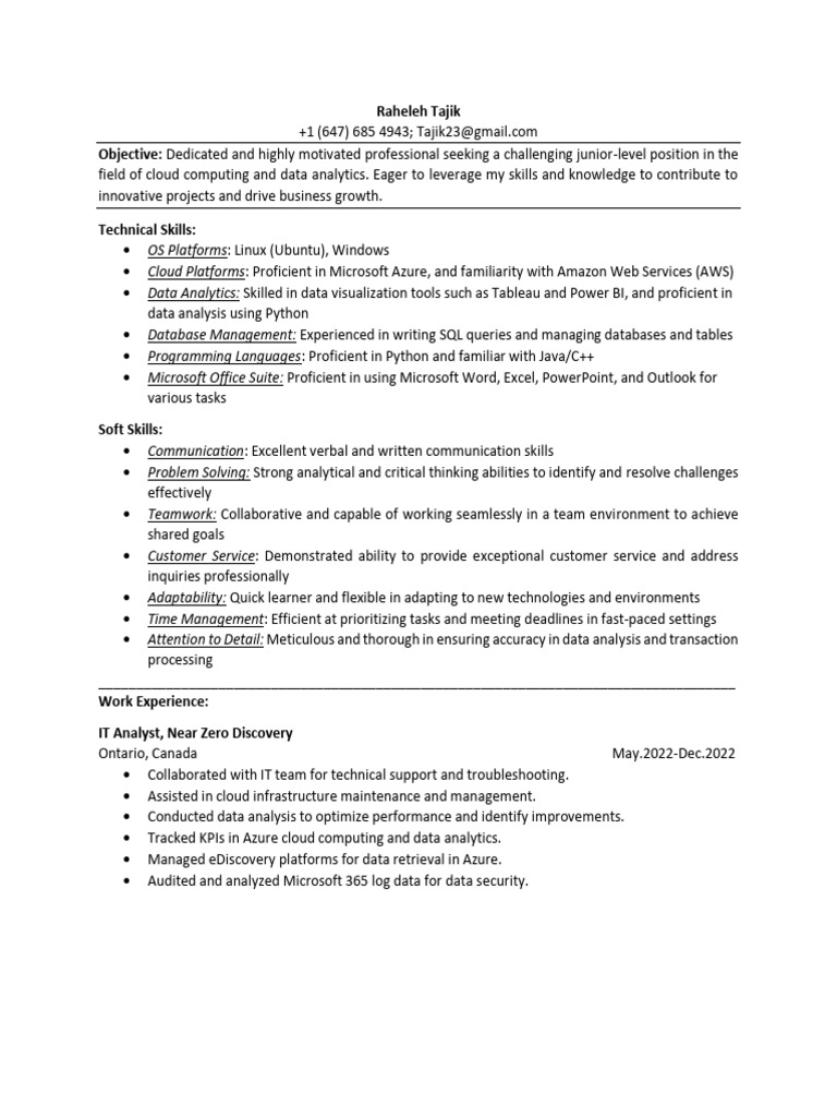 Resume Could Computingv2 | PDF | Cloud Computing | Microsoft Azure