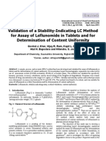 Validation of A Stability-Indicating LC Method For Assay of Leflunomide in Tablets and For Determination of Content Uniformity