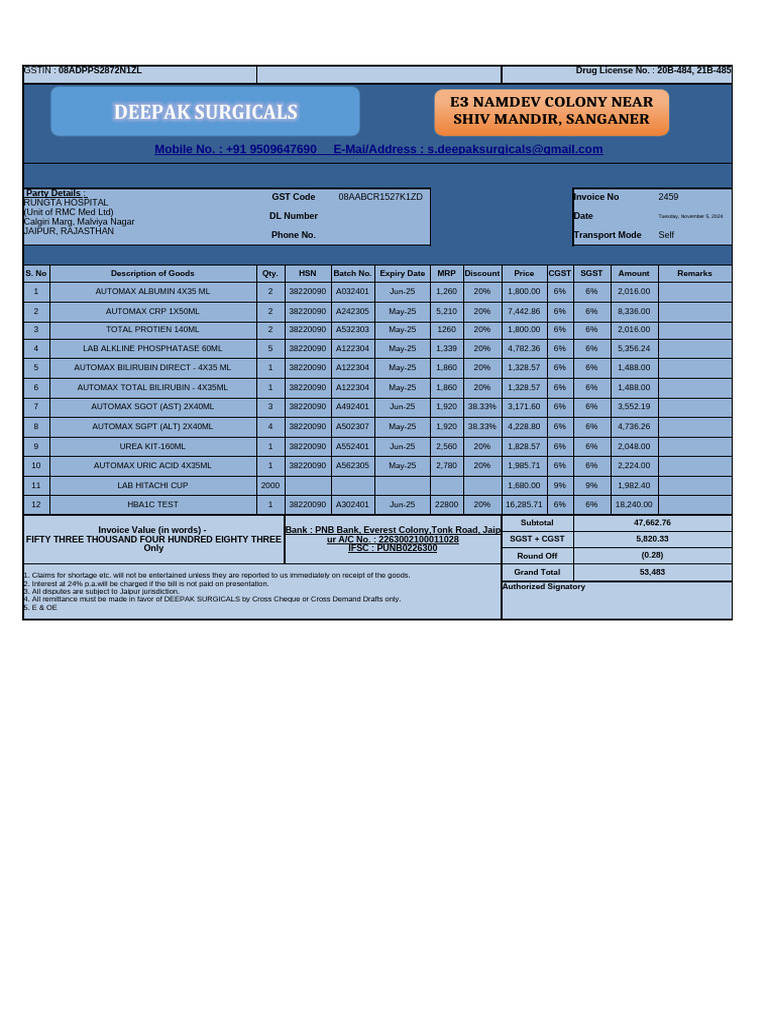 Lab Alkaline Phosphatase Invoice | PDF | Liver