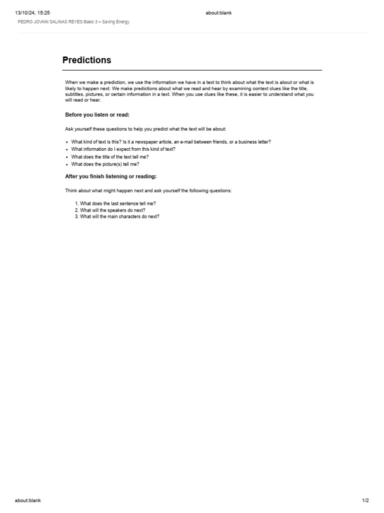 Energy Saving Predictions Guide | PDF