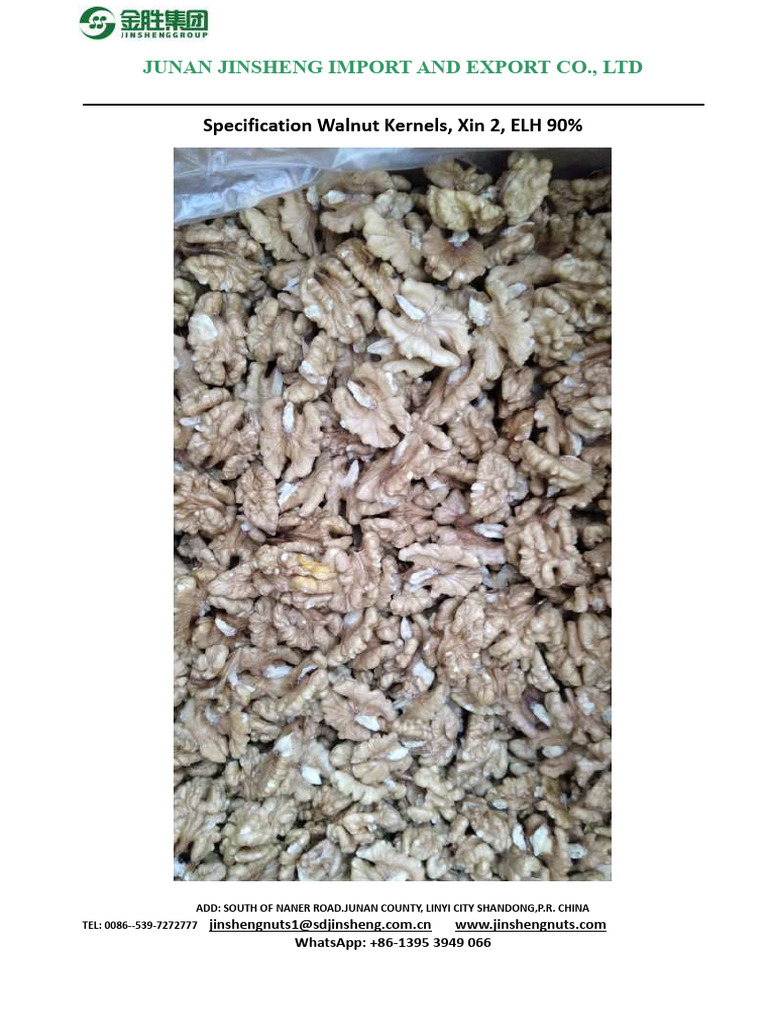 Product Specification-Walnut Kernels Xin 2 ELH | PDF | Walnut | Foods