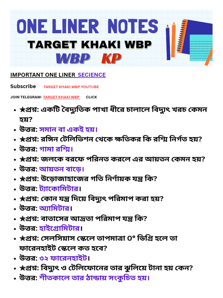 WBP KP: One Liner Notes | PDF
