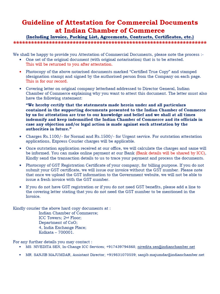 ICC Attestation Guidelines for Documents | PDF