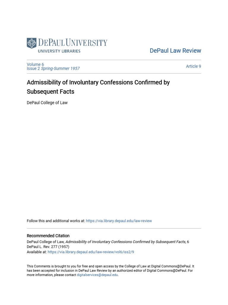 Involuntary Confessions & Evidence | PDF | Confession (Law) | Crime ...