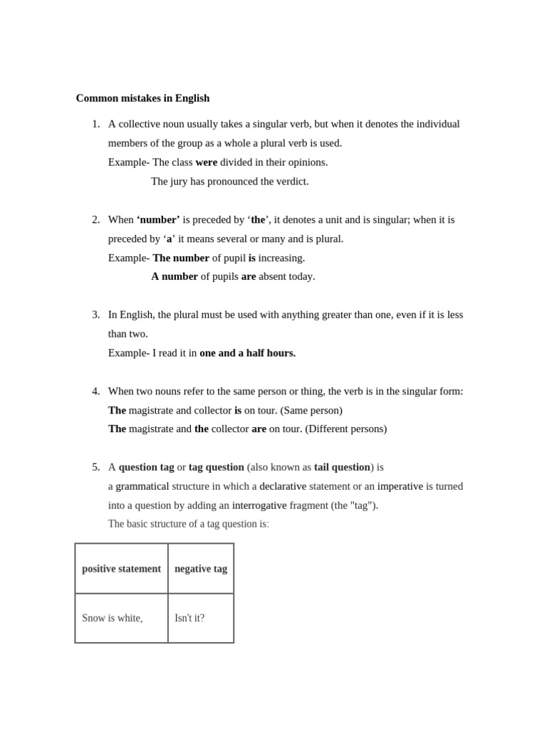 Common English Mistakes Explained | PDF | Grammatical Number | Plural
