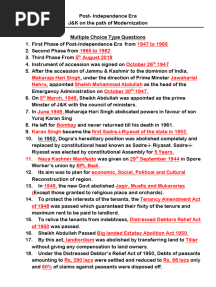 MCQ JK Post Independence Era 
