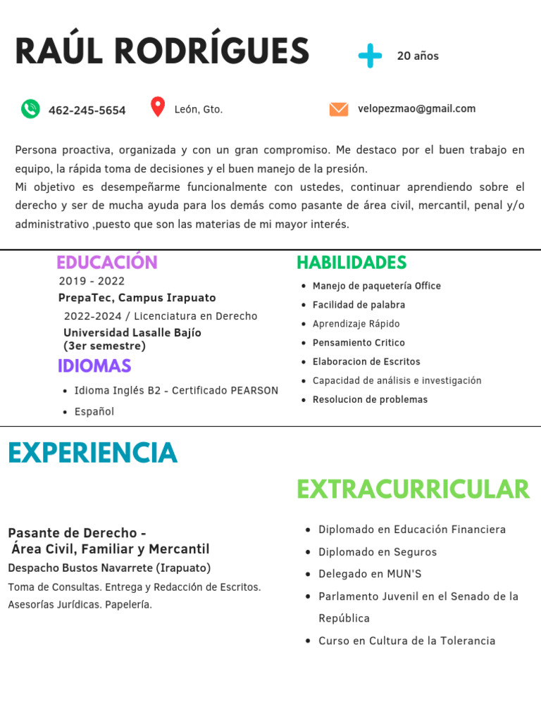 CV - Pasante Derecho PDF | PDF