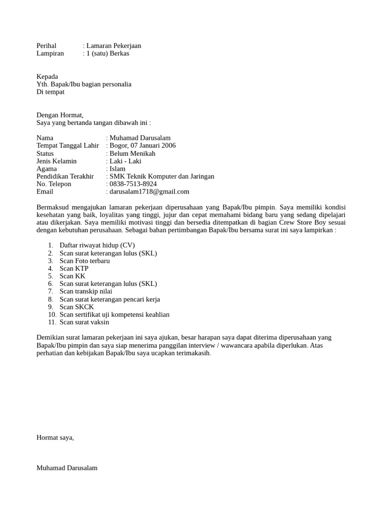 Surat lamaran pdf