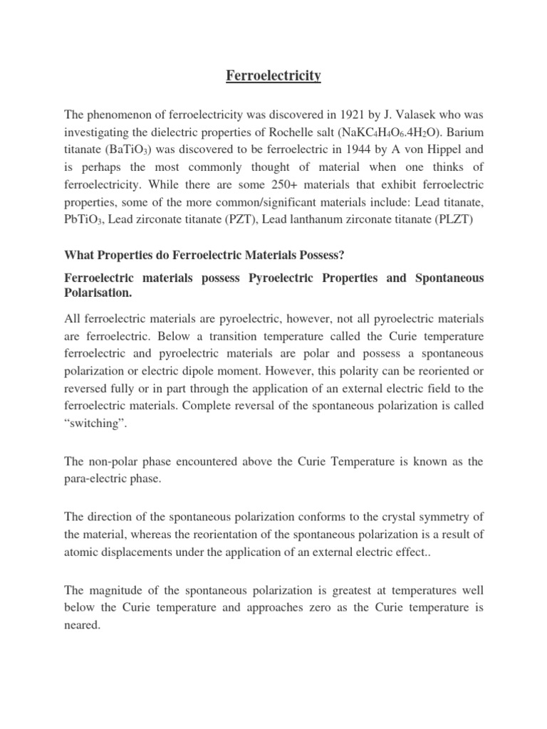 Understanding Ferroelectric Materials | PDF | Ferroelectricity | Dielectric