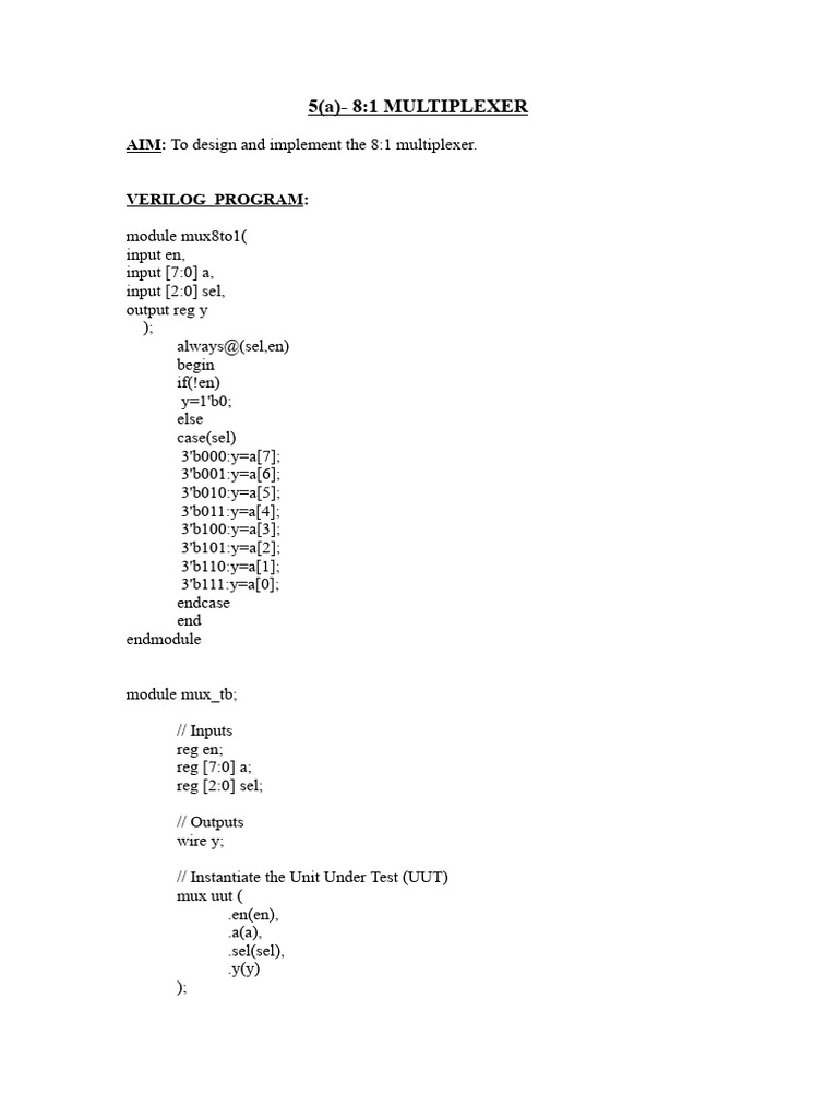 Exp 5 | PDF | Multiplexing | Digital Electronics