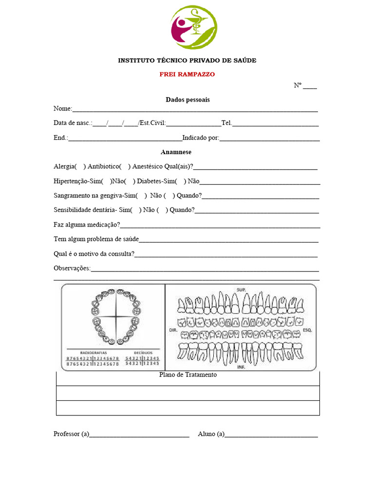 Ficha Cl nica Estomatologia 124630 PDF