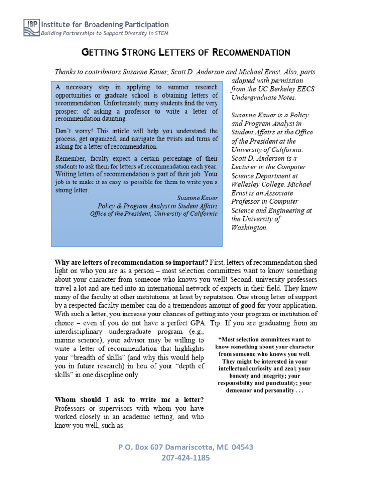 Applying_LettersOfRecommendation | PDF | Résumé | University Of California
