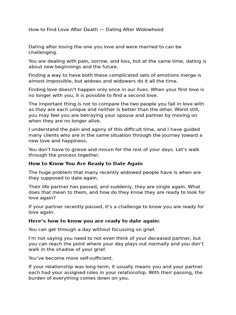 How To Find Love After Death | PDF | Widow | Grief