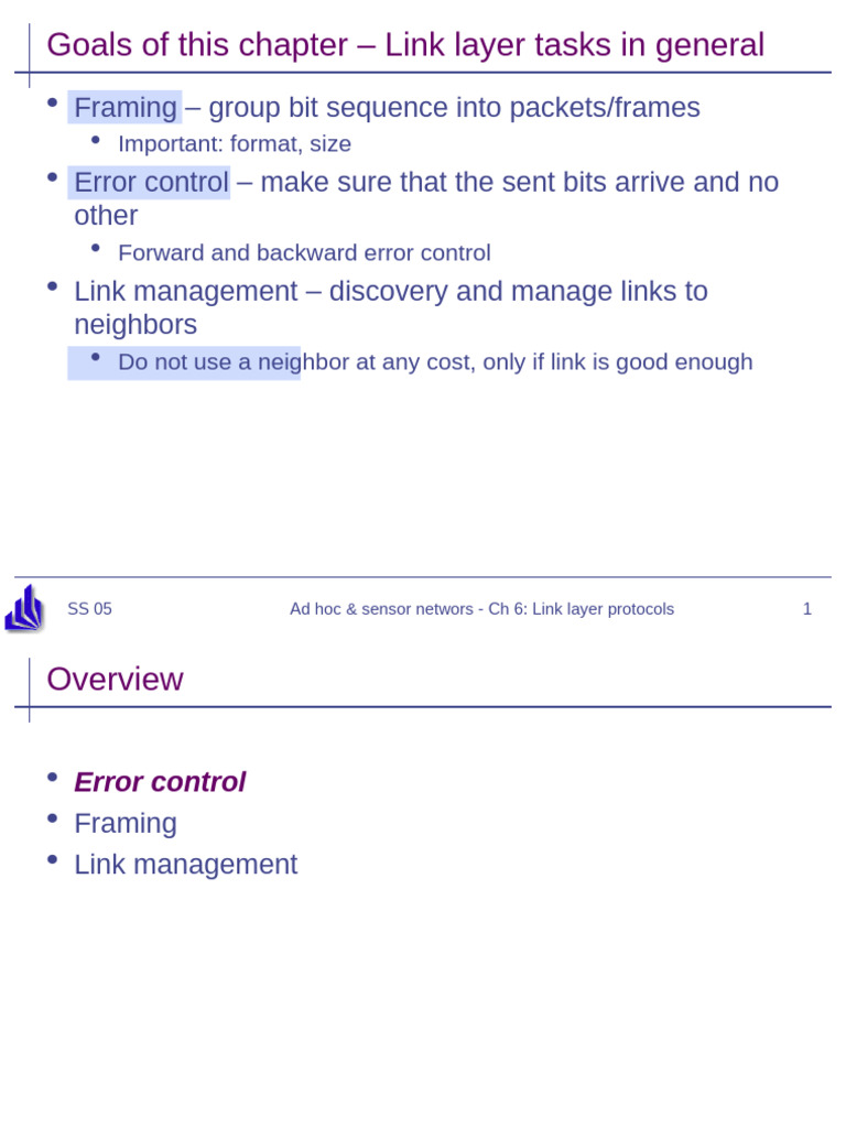 Link Layer 2024 5 | PDF | Transmission Control Protocol | Error ...