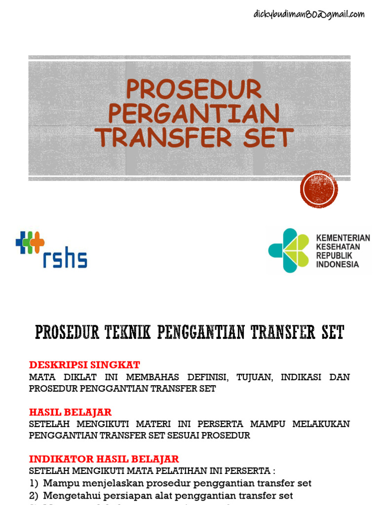 Prosedur Penggantian Transfer Set Medis | PDF