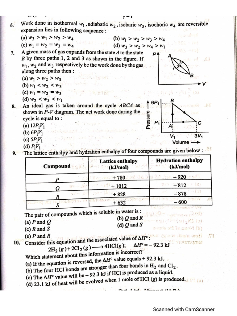 Mcq Practice Paper Thermodynamics 1 Pdf