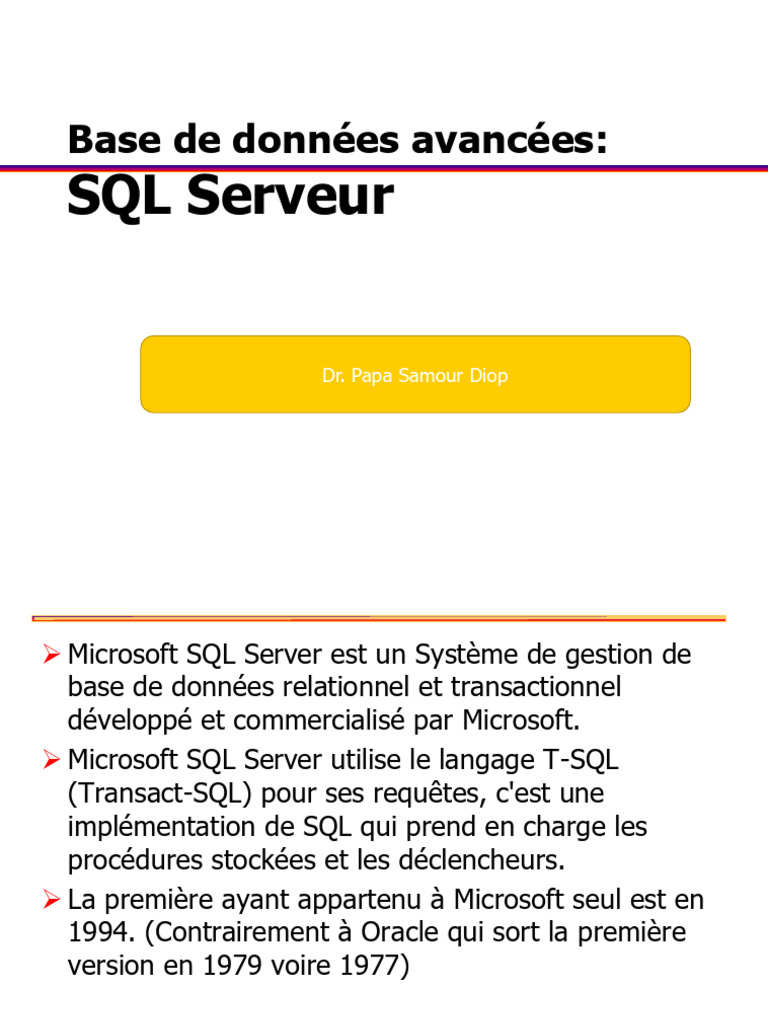 Comprendre Microsoft SQL Server | PDF | Microsoft SQL Server | Serveur ...