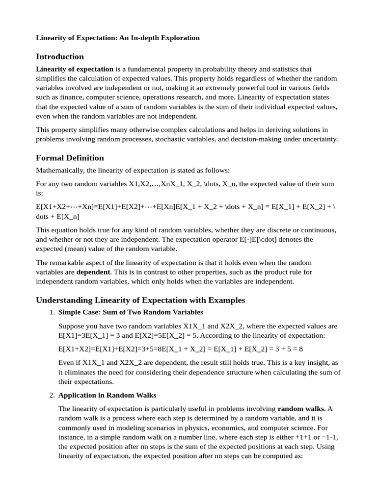Linexpect pdf expected value random variable