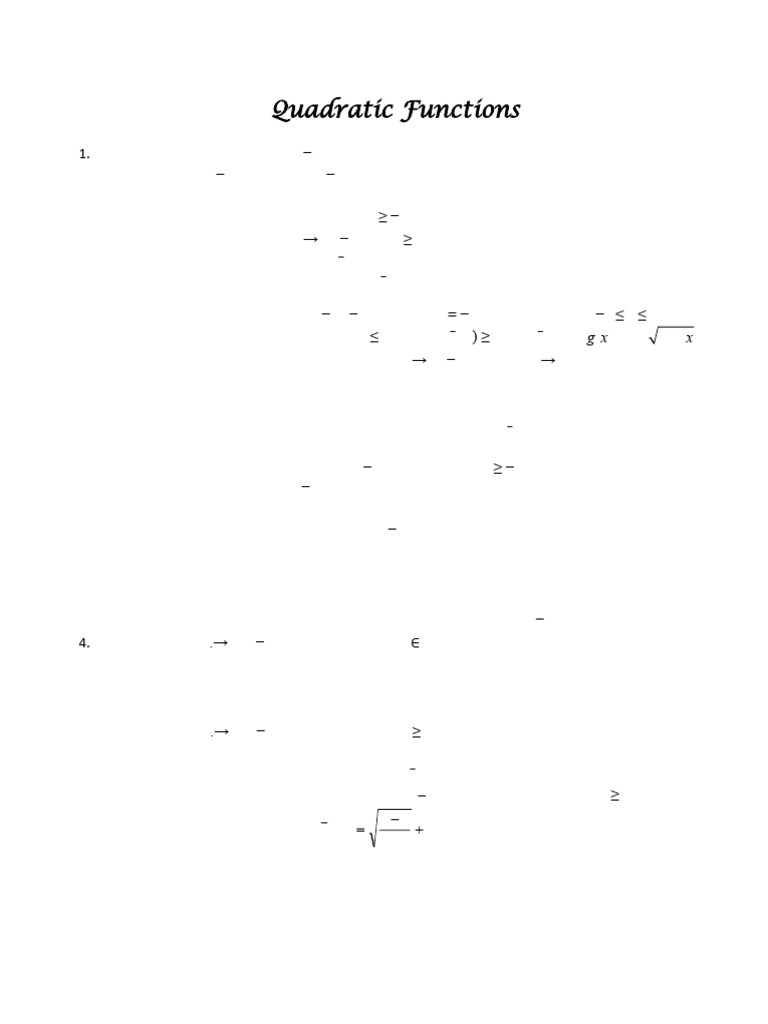 Quadratic Functions.docx | PDF | Function (Mathematics) | Curve