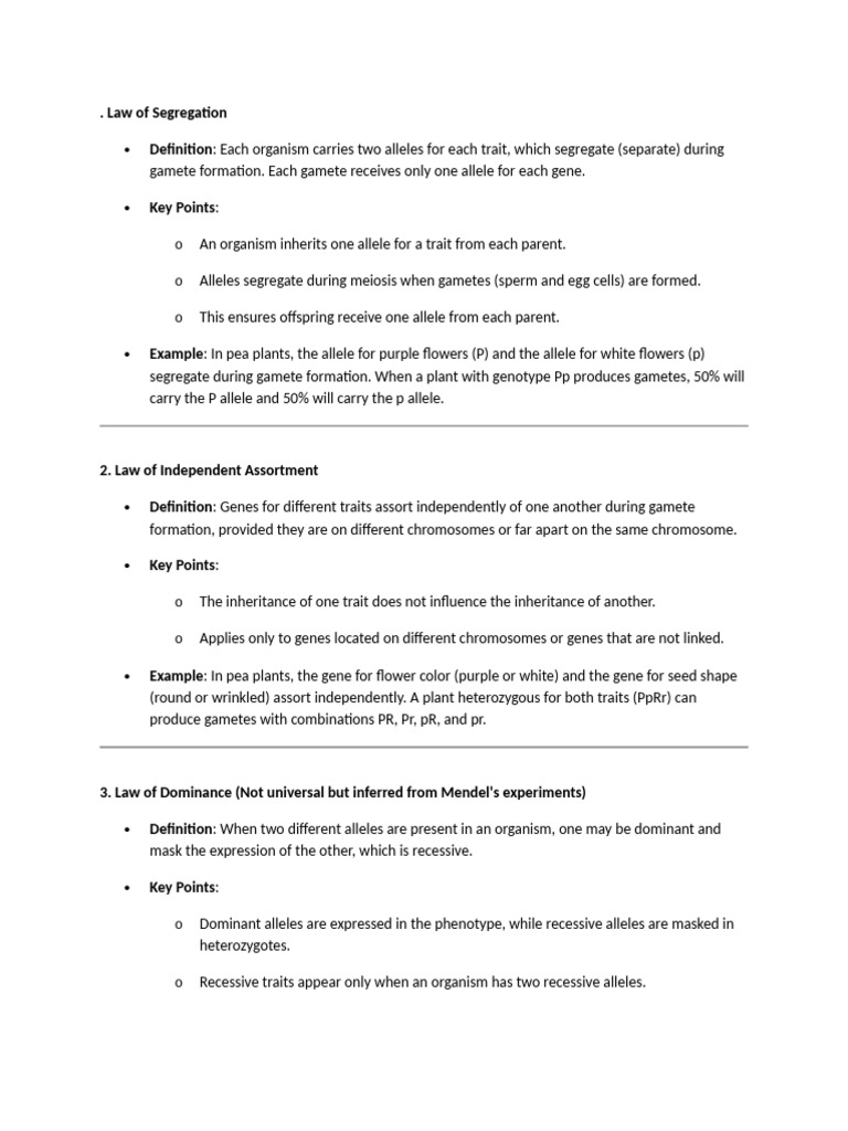 Mendels Law Pdf Dominance Genetics Allele