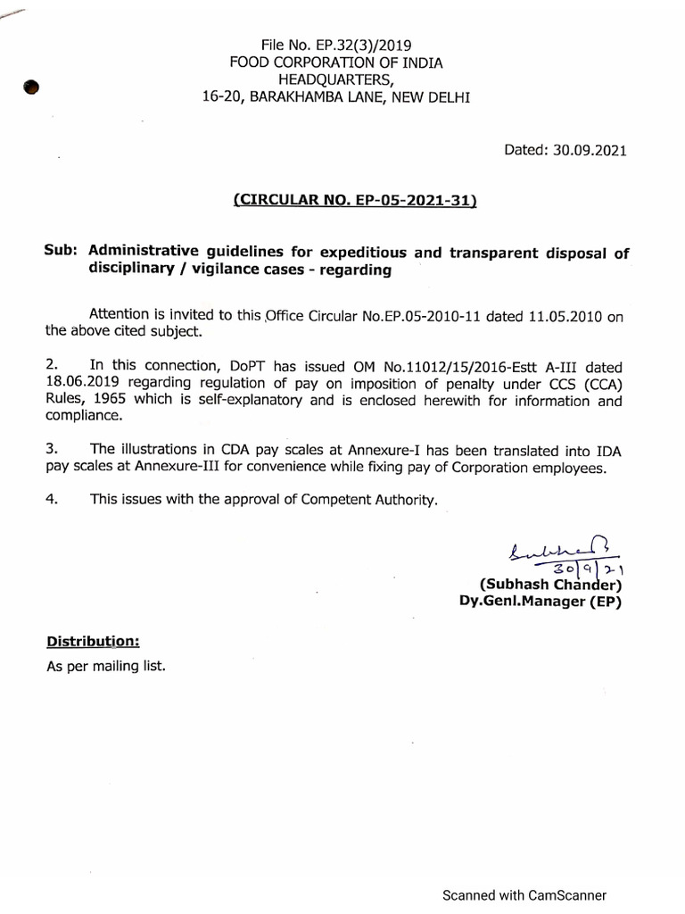Circular No - EP-05-2021-31 Dated 30.09.2021 | PDF