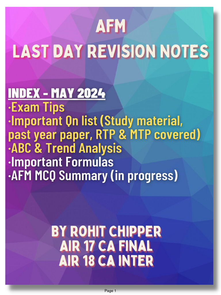 Afm last day revision notes may 2024 pdf futures contract value