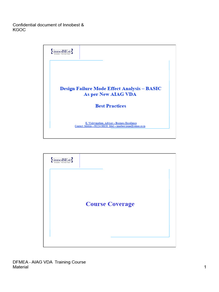 DFMEA Training Course Overview | PDF | Engineering | Systems Engineering