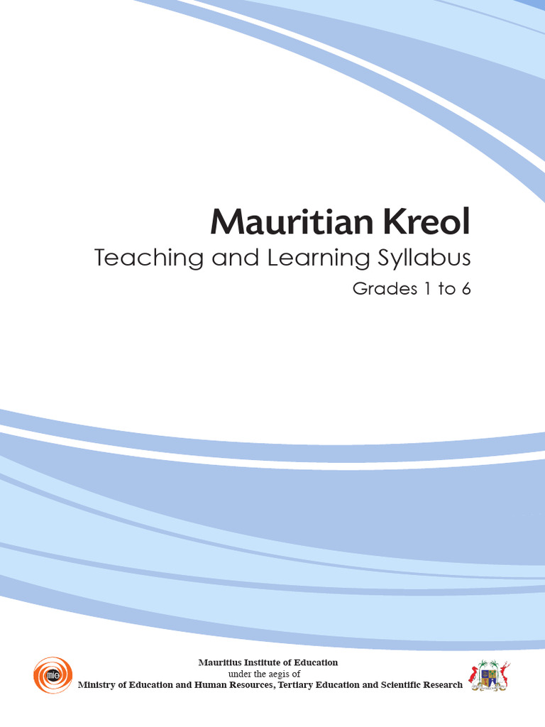 Kreol Morisien Teaching Syllabus Grades 1-6 | PDF | Learning ...