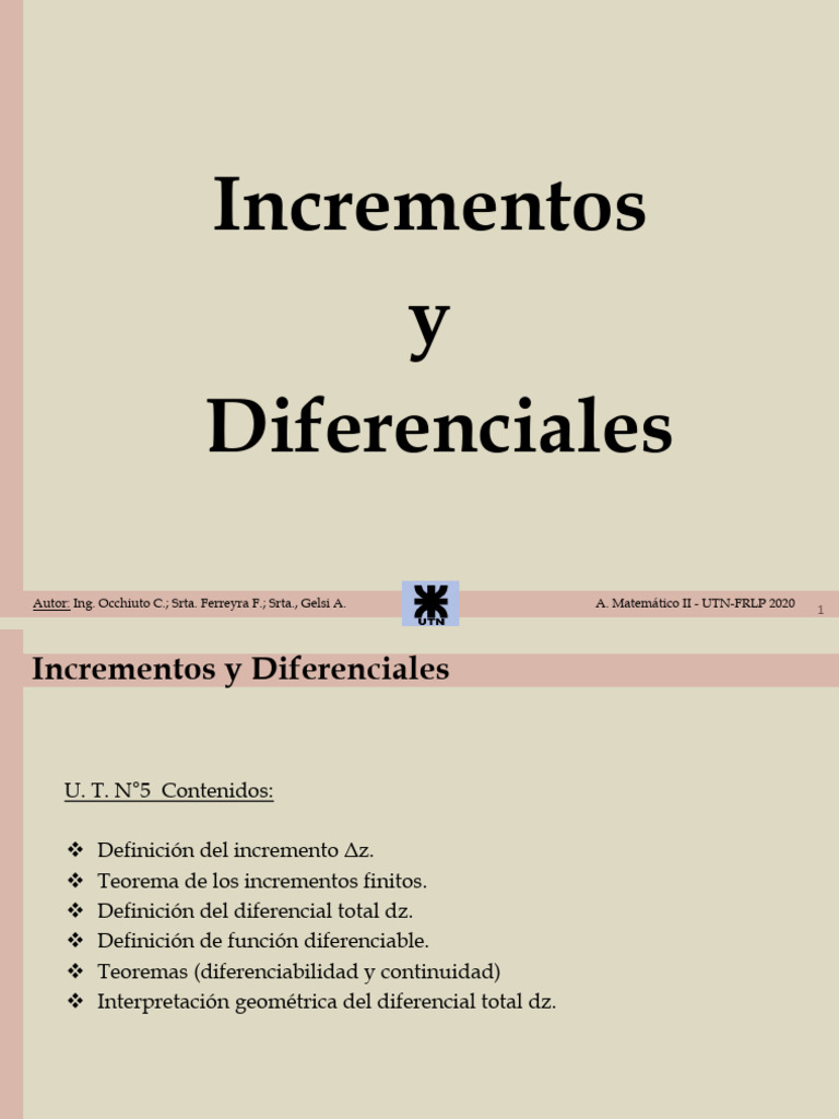 10 Incremento y Diferenciales | PDF | Función (Matemáticas) | Teorema