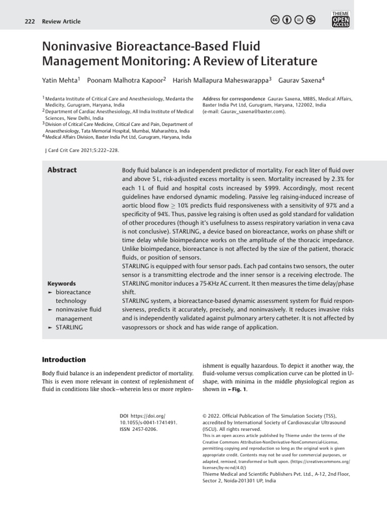 Noninvasive Bioreactance-Based Fluid Management Mo | PDF | Sepsis ...